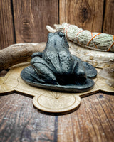 Shungite Frog on Leaf Base