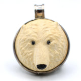 Yukon Mammoth Ivory Polar Bear Pendant in Sterling Silver