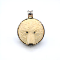 Yukon Mammoth Ivory Polar Bear Pendant in Sterling Silver