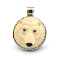 Yukon Mammoth Ivory Polar Bear Pendant in Sterling Silver