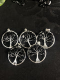 Black Agate Tree Of Life Pendant (Dyed)