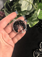 Black Agate Tree Of Life Pendant (Dyed)