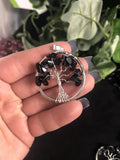 Black Agate Tree Of Life Pendant (Dyed)