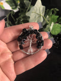 Black Agate Tree Of Life Pendant (Dyed)