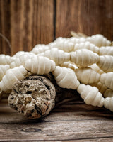 Natural Wood Bead Strands (Philippines, Ribbed Oval Shape)