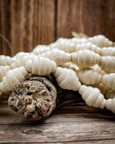 Natural Wood Bead Strands (Philippines, Ribbed Oval Shape)