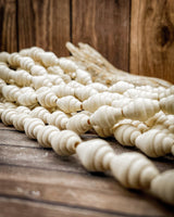 Natural Wood Bead Strands (Philippines, Ribbed Oval Shape)