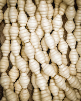 Natural Wood Bead Strands (Philippines, Ribbed Oval Shape)