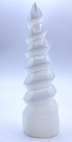 Selenite Spiral Unicorn Horn Tower