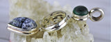 Malachite, Orbicular Jasper and Dendric Opal Pendant in Sterling Silver