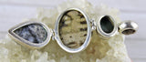 Malachite, Orbicular Jasper and Dendric Opal Pendant in Sterling Silver