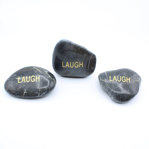 Black Chert LAUGH Word Stone