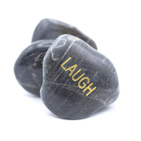 Black Chert LAUGH Word Stone