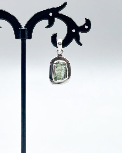 Rough Moldavite in .925 Sterling Silver Pendant