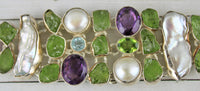 Peridot, Amethyst, Topaz and Pearl bracelet