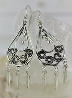 Filigree Drop Sterling Silver Earrings