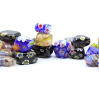 Multi Colored Murano Glass Tumbles Flower Motif