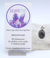 Eye of Odin Black Sapphire in Sterling Silver Pendant (Oval, Non-Faceted)