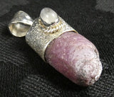 Raw Ruby & Moonstone Pendant in Sterling Silver