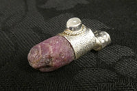 Raw Ruby & Moonstone Pendant in Sterling Silver