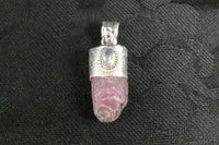 Raw Ruby & Moonstone Pendant in Sterling Silver