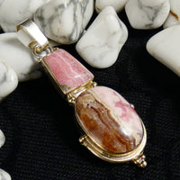 Rhodocrosite in Sterling Silver Pendant