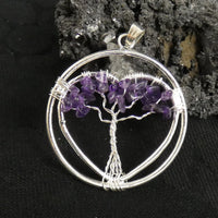 Amethyst Tree of Life Heart Pendant