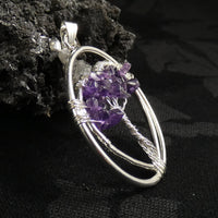 Amethyst Tree of Life Heart Pendant