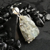 Rough Labradorite in Silver Pendant
