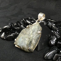 Rough Labradorite in Silver Pendant