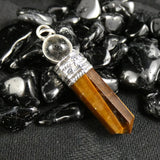 Tiger's Eye Point & Quartz Sphere Pendant (395)