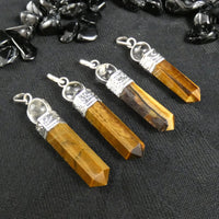 Tiger's Eye Point & Quartz Sphere Pendant (395)