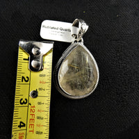 Faceted Rutilated Quartz in Sterling Silver Pendant