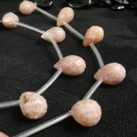 Faceted Peach Calcite Drop Briolette Bead Strand