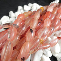 Cherry Quartz Long Oval Bead Strand
