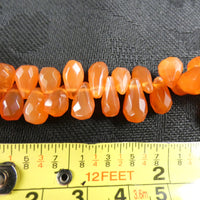 Faceted Drop Briolette(teardrop) Carnelian Bead Strand