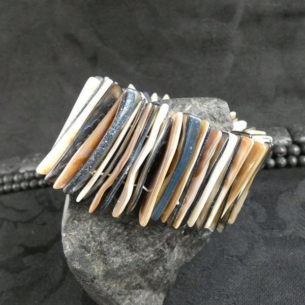 Dual Tone Mother of Pearl Stretch Bracelets (Dyed) (Various)