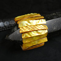 Golden Yellow Mother of Pearl Stretch Bracelets (Dyed) (Various)