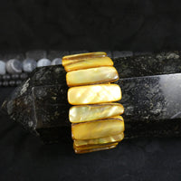 Golden Yellow Mother of Pearl Stretch Bracelets (Dyed) (Various)
