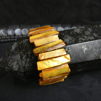 Golden Yellow Mother of Pearl Stretch Bracelets (Dyed) (Various)