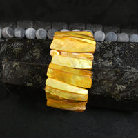 Golden Yellow Mother of Pearl Stretch Bracelets (Dyed) (Various)