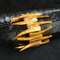 Golden Yellow Mother of Pearl Stretch Bracelets (Dyed) (Various)