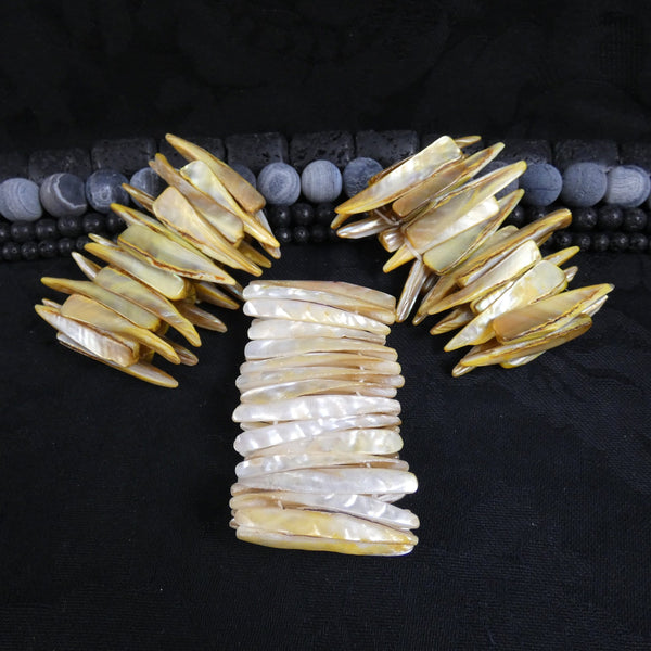 Light Yellow Mother of Pearl Stretch Bracelets (Dyed) (Various)
