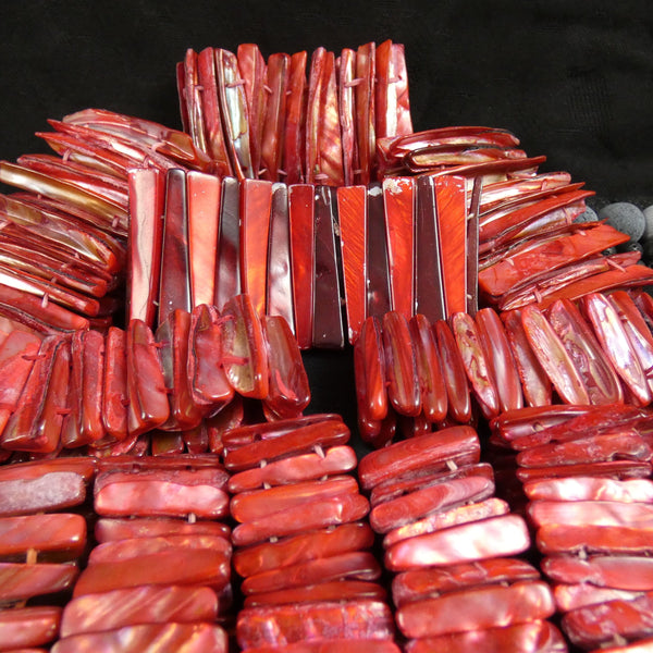 Red Mother of Pearl Stretch Bracelets (dyed) (Various)