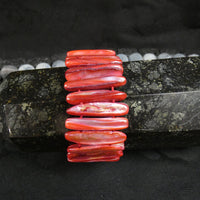 Red Mother of Pearl Stretch Bracelets (dyed) (Various)