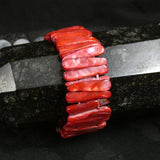 Red Mother of Pearl Stretch Bracelets (dyed) (Various)