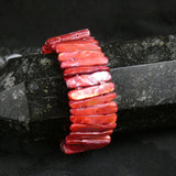 Red Mother of Pearl Stretch Bracelets (dyed) (Various)