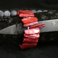 Red Mother of Pearl Stretch Bracelets (dyed) (Various)