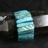 Pearlescent Cyan Mother of Pearl Stretch Bracelets (dyed) (Various)