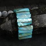 Pearlescent Cyan Mother of Pearl Stretch Bracelets (dyed) (Various)